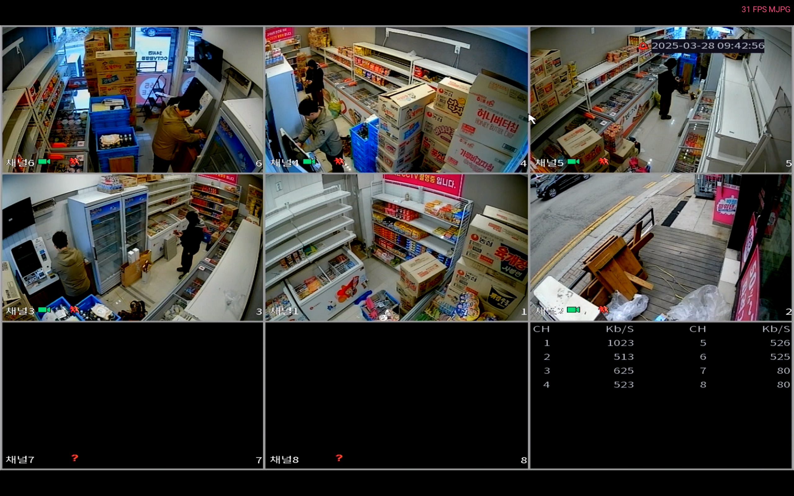매장 다채널 CCTV 화면